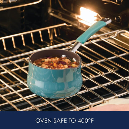 Rachael Ray Cucina Nonstick Butter Warmer, Hard Porcelain Enamel Aluminum, 0.75-Quart, Agave Blue - 16346