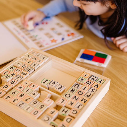 Melissa & Doug Deluxe Wooden Stamp Set - ABCs 123s