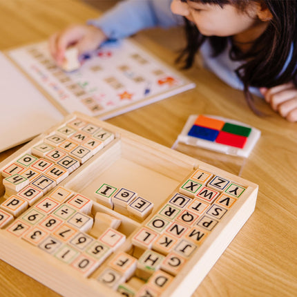 Melissa & Doug Deluxe Wooden Stamp Set - ABCs 123s