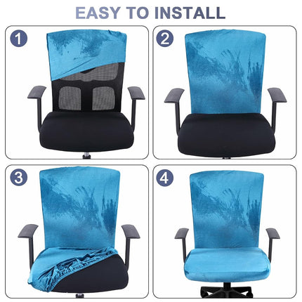 Tallew 4 Pcs Office Chair Covers Set with Armrest, Stretchable,Sapphire