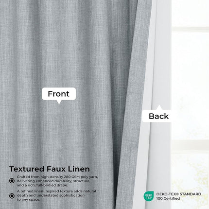 HPD Half Price Drapes Faux Linen Textured Room Darkening Curtains for Bedroom 84 Inches Long (1 Panel), 50W X 84L Curtains for Living Room Home Decor, Heather Grey