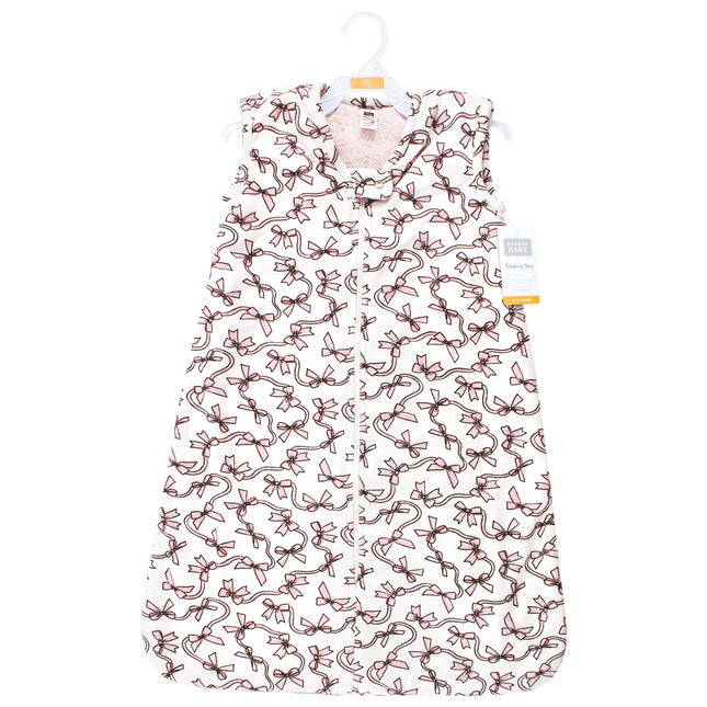 Hudson Baby Saco de dormir de piel sintética de felpa unisex para bebé, manta usable, lazos rosas, 6-12 meses, lazos rosas, 6-12 meses