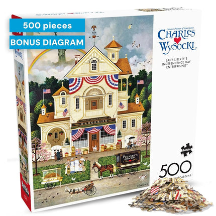 Buffalo Games - Charles Wysocki - Lady Liberty's Independence Day Enterprising - 500 Piece Jigsaw Puzzle for Adults Challenging Puzzle - Finished Size 21.25 x 15.00