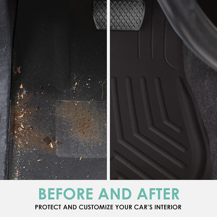 FH Group Automotive Floor Mats - Black Faux Leather Deep Dish Floor Mats, Trim-to-Fit Floor Mats for Cars, Universal Fit Floor Mats Full Set, Car Mats for Most Sedan, SUV, Truck Floor Mats