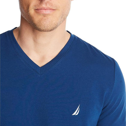 Nautica Men's Short Sleeve Solid Slim Fit V-Neck T-Shirt, Royal Blue, Large