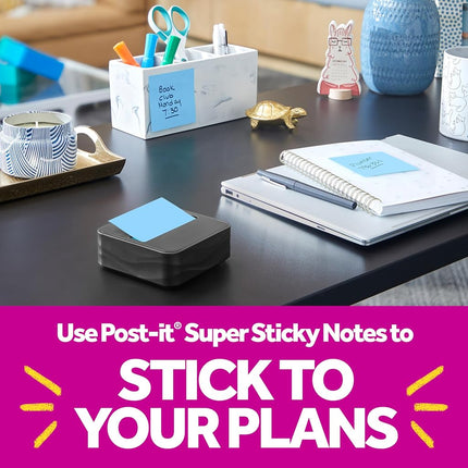 Post-it Note Dispenser, Modern Black, Pack Includes Dispenser and 3 Super Sticky Pop-up Sticky Notes Pads, 2X The Sticking Power (WAVE-330-BKVP)