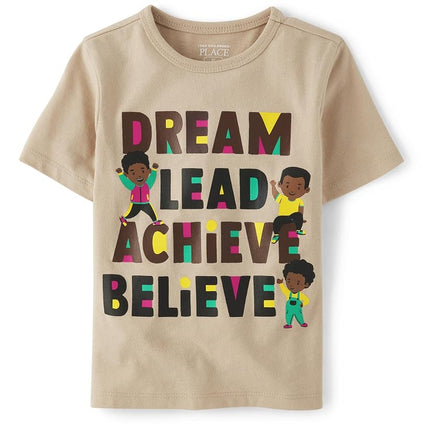 The Children's Place Baby Boys' Peace Sign Graphic Long Sleeve T Shirt, Dream Lead Achieve Believe, 18-24 Months