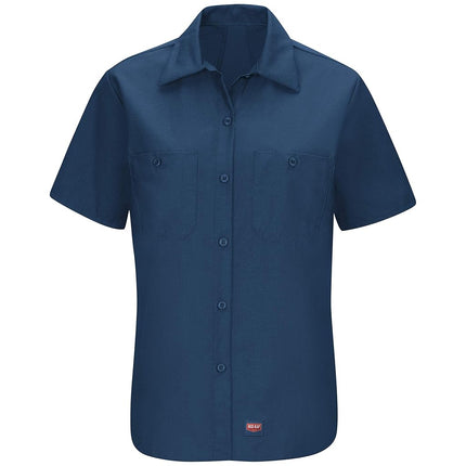 Red Kap WomensWomen's Short Sleeve Work Shirt with Mimix™ Short Sleeve Button Down Shirt - Blue - X-Large