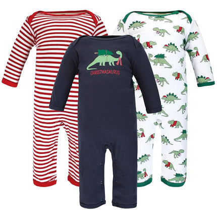 Hudson Baby grenouillères en coton pour bébés filles, Christmasaurus, 3-6 mois