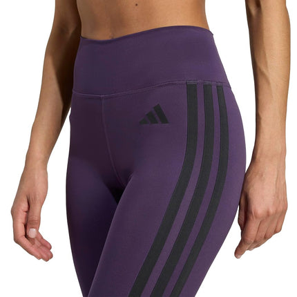 adidas Women's Optime Essentials 3-Stripes 7/8 Training Leggings, Aurora Plum/Black, S Tall