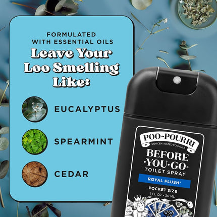 Poo-Pourri Before-You-Go Toilet Spray, Royal Flush, 1 Fl Oz Pocket Travel Size - Eucalyptus and Spearmint, CP12735