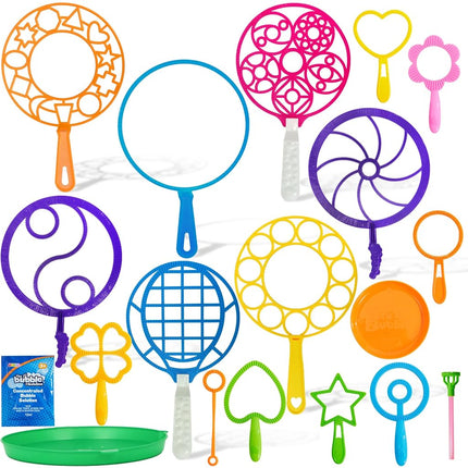 JOYIN Bubble Wands Set, Giant Bubble Wands Toy Set Large Bubble Wands with Tray Bulk for Kids Summer Outdoor Activity Party Favors, Suitable for All Age People