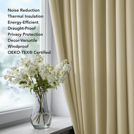 Deconovo Blackout Grommet Curtains � Thermal Insulated, Noise-Reducing, Sustainable & Easy-Care Drapes for Bedroom, Living Room & Office � Oeko-TEX Certified, Red, 52W x 45L Inch (Set of 2)
