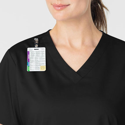WonderWink Women's Plus-Size Wonderwork V-Neck Scrub Top, Black, XX-Large