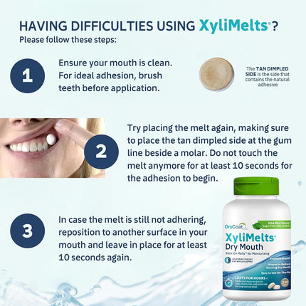 Oracoat XyliMelts for Dry Mouth Night Time or Day - Moisturizing Dry Mouth Adhering Discs, Sugar Free with Xylitol, 230 Count, Mild- Mint Flavor, 8-Hour Relief