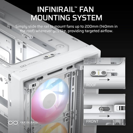 CORSAIR FRAME 4000D RS ARGB Modular Mid-Tower ATX PC Case – High Airflow, 3x Pre-Installed RS ARGB Fans, InfiniRail™ Fan Mounting System, ASUS BTF, MSI Project Zero, Gigabyte Project Stealth – White