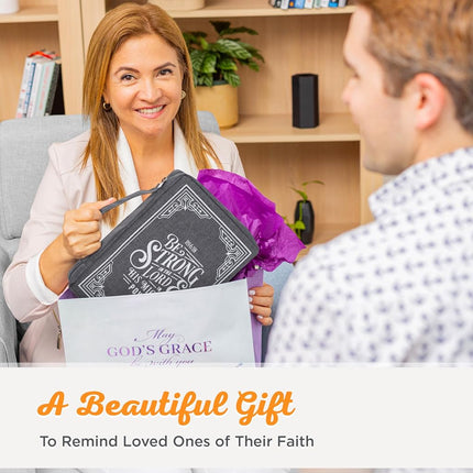 Christian Art Gifts Polyester Bible Cover: Strong in the Lord Bible Verse