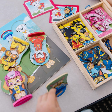 Melissa & Doug PAW Patrol Wooden Magnetic Pretend Play – 64-Piece Set with Chase, Marshall, Skye & Rubble – Mix & Match Outfits for Interactive Storytelling – Toy for Kids Age 3 Plus