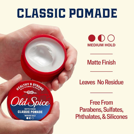 Old Spice Hair Styling Pomade for Men, Medium Hold No Shine 2.22 Fl Oz Each, Twin Pack