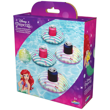 Swimways Disney Princess Floating Drink Holders, Inflatable Pool Cup Holders & Pool Party Supplies, Little Mermaid Toys for Kids Aged 5 & Up, 4-Pack