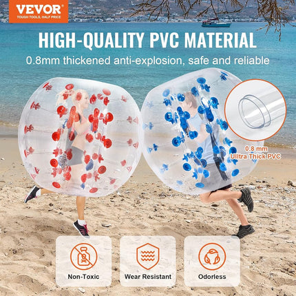 VEVOR Inflatable Bumper Balls 2-Pack, 4FT/1.2M Body Sumo Zorb Balls for Teen, 0.8mm Thick PVC Human Hamster Bubble Balls for Outdoor Team Gaming Play, Bumper Bopper Toys for Garden, Yard, Park