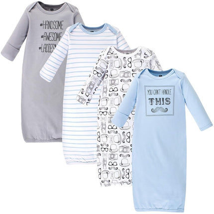 Hudson Baby Baby-Girls Cotton Gowns, Mustache, 0-6 Months