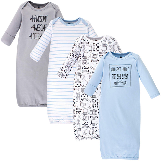 Hudson Baby Baby-Girls Cotton Gowns, Mustache, 0-6