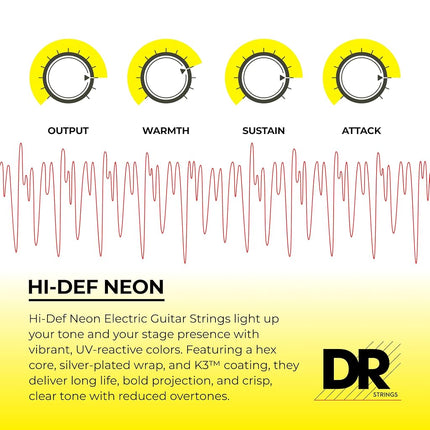 DR NRE10 Strings Hi-Def Neon Red Electric Medium