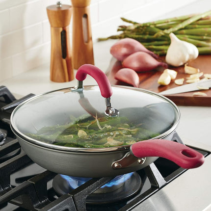 Rachael Ray Create Delicious Deep Hard Anodized Nonstick Frying Pan/Fry Pan/Hard Anodized Skillet - 10.25 Inch, Gray