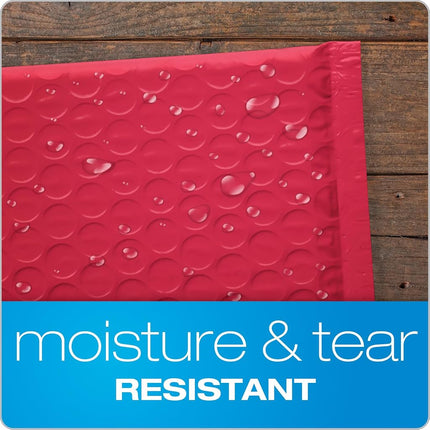 Quality Park Bubble Mailers, 8.25 x 11 Shipping Envelopes, Water Resistant Red Poly Padded Envelopes, Redi-Strip Peel Off Closure, 25/Box (QUA85869)