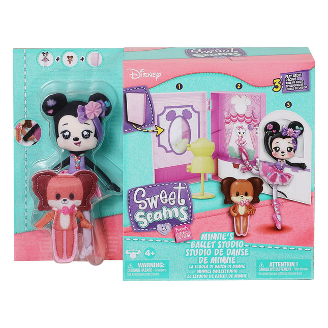 Sweet Seams 6" Soft Rag Doll Deluxe Pack – 1pc Toy | Minnie Mouse & Fifi Ballet Studio