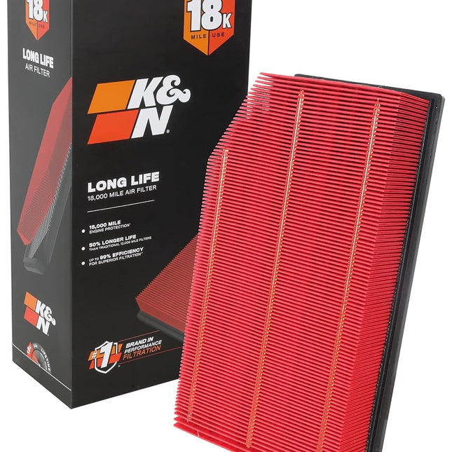 K&N Engine Air Filter: Long Life 18,000 Mile Repla