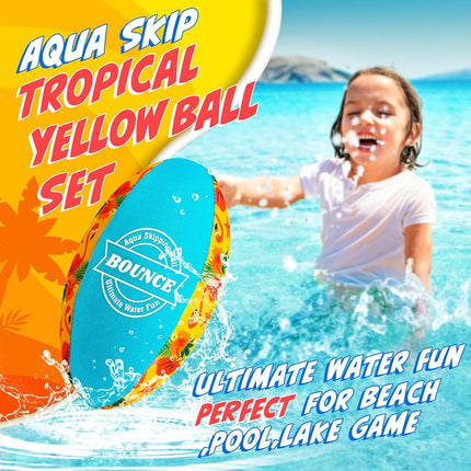 Billeeit 5Pcs Water Skipping Balls Set for Pool Play (Zest Tropical Theme)