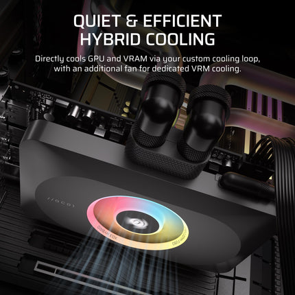 CORSAIR XG3 RGB HYBRID GPU Water Block – Hybrid Custom Cooling – Compatible with 5080, 5070 Ti, & 5070 GPUs – 18 Addressable RGB LEDs – iCUE LINK Connectivity – Built-in Temperature Sensor – Black