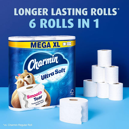 Charmin Ultra Soft Toilet Paper 6 Mega Rolls = 24 Regular Rolls