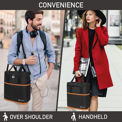 opux Wine Bag, 4 Bottle Wine Cooler Bag, Insulated Wine Tote Carrier for Travel Picnic BYOB, Leakproof Padded Portable Wine Bottle Bag for Wine Lovers Gift Women Men Christmas (Black), Brown, 6 Bottle