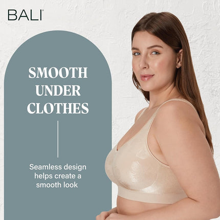 Bali Women's Wireless, Comfort Revolution Full-Coverage Wirefree Bra, Almond Tropic, M