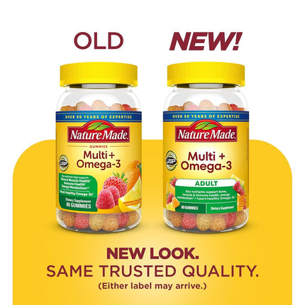Nature Made Multivitamin + Omega-3 Gummies, 80 Count for Daily Nutritional Support† (Packaging May Vary)