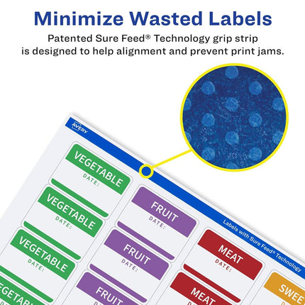 Avery Matte White Removable Rectangle Labels with Sure Feed Technology, 1" x 2.5", 1,200 Removable Labels, Laser/Inkjet Printable Labels