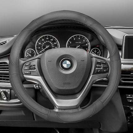 FH Group FH2002SOLIDGRAY Steering Wheel Cover (Deluxe Full Grain Authentic Leather Solid Gray)