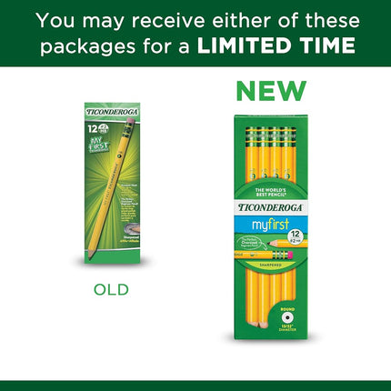 Ticonderoga My First Primary Size #2 Beginner Pencils, Box of 12, Yellow (33312)