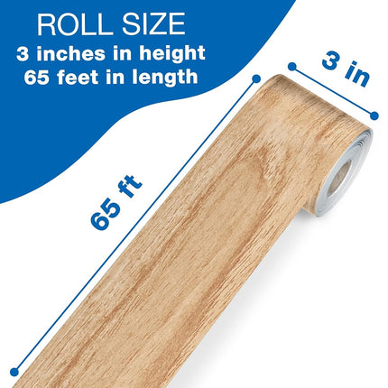 Carson Dellosa Grow Together 65Ft of Light Wood Grain Bulletin Board Borders, 1 Roll of Natural Trim for Rolling Whiteboard, Cork and Posterboard, Party, Classroom Decorations, and Farmhouse Decor
