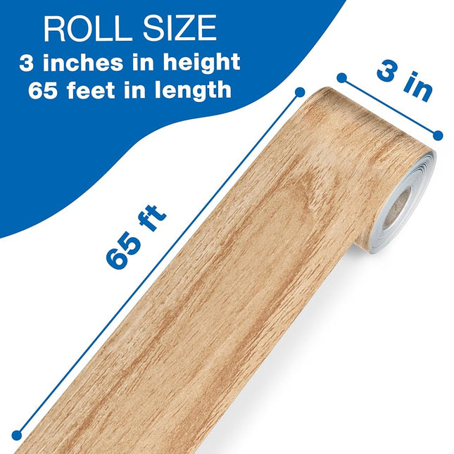Carson Dellosa Grow Together 65Ft of Light Wood Grain Bulletin Board Borders, 1 Roll of Natural Trim for Rolling Whiteboard, Cork and Posterboard, Party, Classroom Decorations, and Farmhouse Decor
