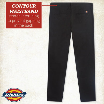 Dickies Pantalon slim stretch en sergé, taille mi-haute, femme, noir délavé, 8