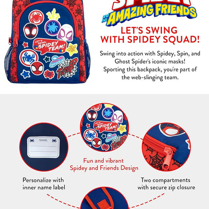 Marvel Spiderman Backpack | Spidey And His Amazing Friends Kids Backpack I School Bag For Boys | Boys Backpacks | One Size