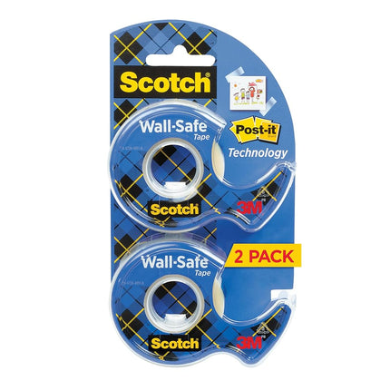 Scotch Wall-Safe Tape, 2 Dispensered Rolls, Sticks