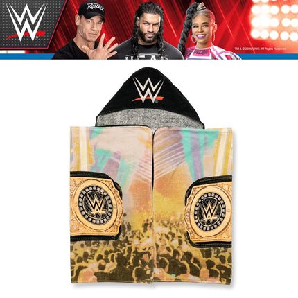 WWE Wrestling Kids Super Soft Bath/Pool/Beach Soft Cotton Terry Hooded Towel Wrap, 24 in x 50 in, (100% Officially Licensed Product) By Franco