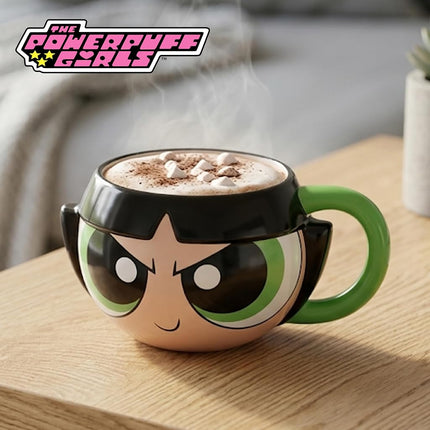 Silver Buffalo The Powerpuff Girls Ceramic 3D Sculpted Mug Featuring Buttercup, 20 Ounces