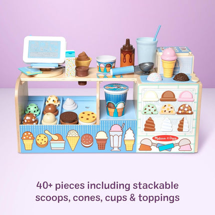 Melissa & Doug Wooden Cool Scoops Ice Creamer | Pretend Shop & Kitchen Role Play Toy for Kids | Age 3+ - FSC Certified
