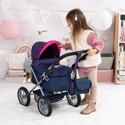 Bayer Design Dolls pram Trendy with bag, height-adjustable handle, foldable